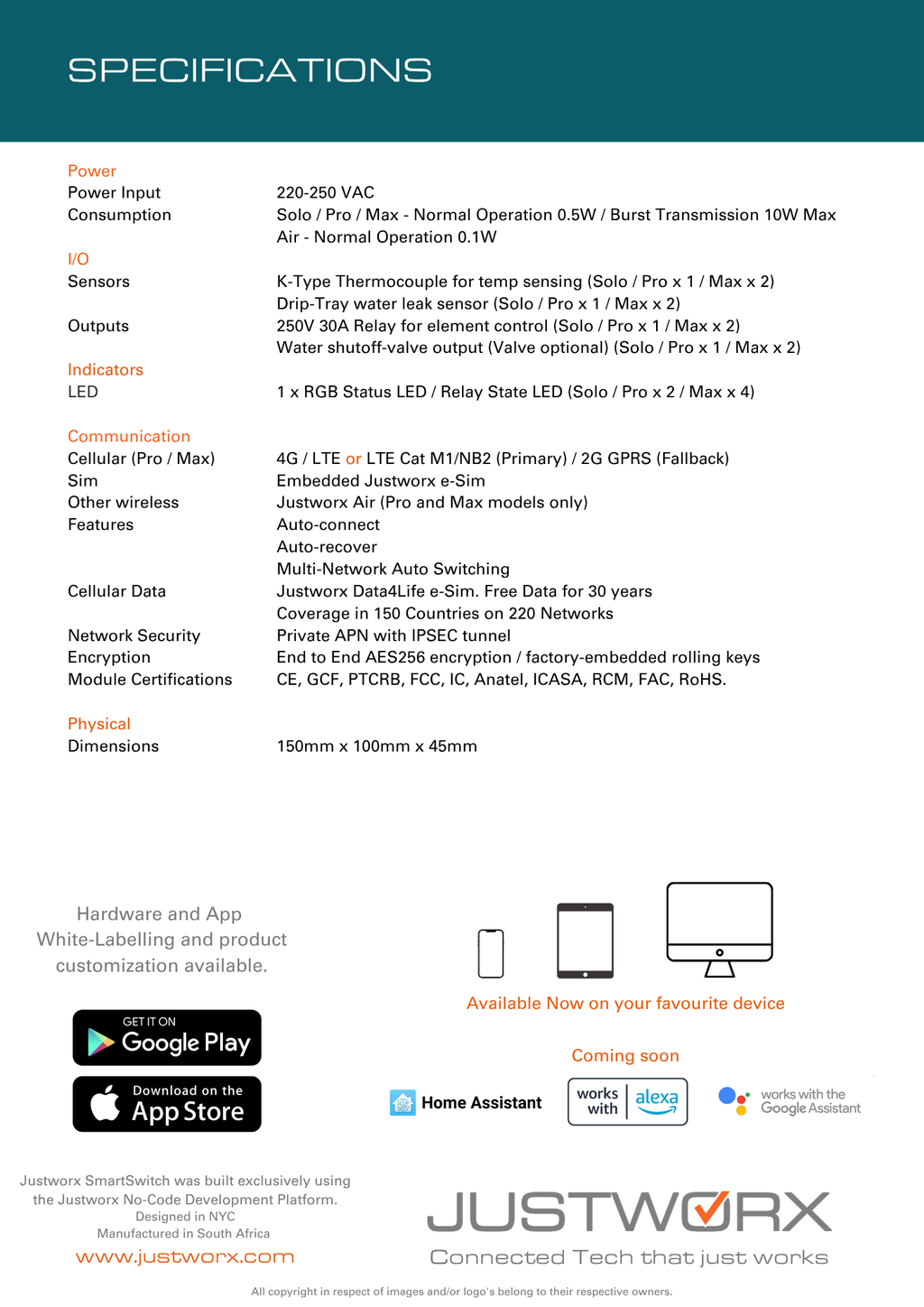 Justworx SOLO - Stand-alone 4G Geyser Controller